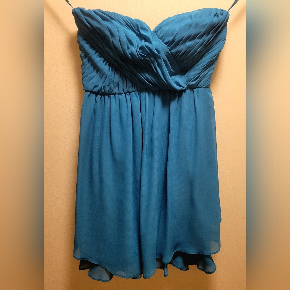 Hailey Logan by Adrianna Papell Teal Strapless Fit & Flare Dress